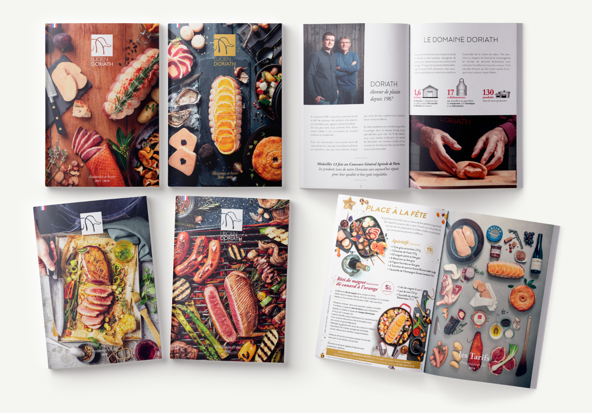 brochures présentant les produits et savoir-faire de la maison Doriath
