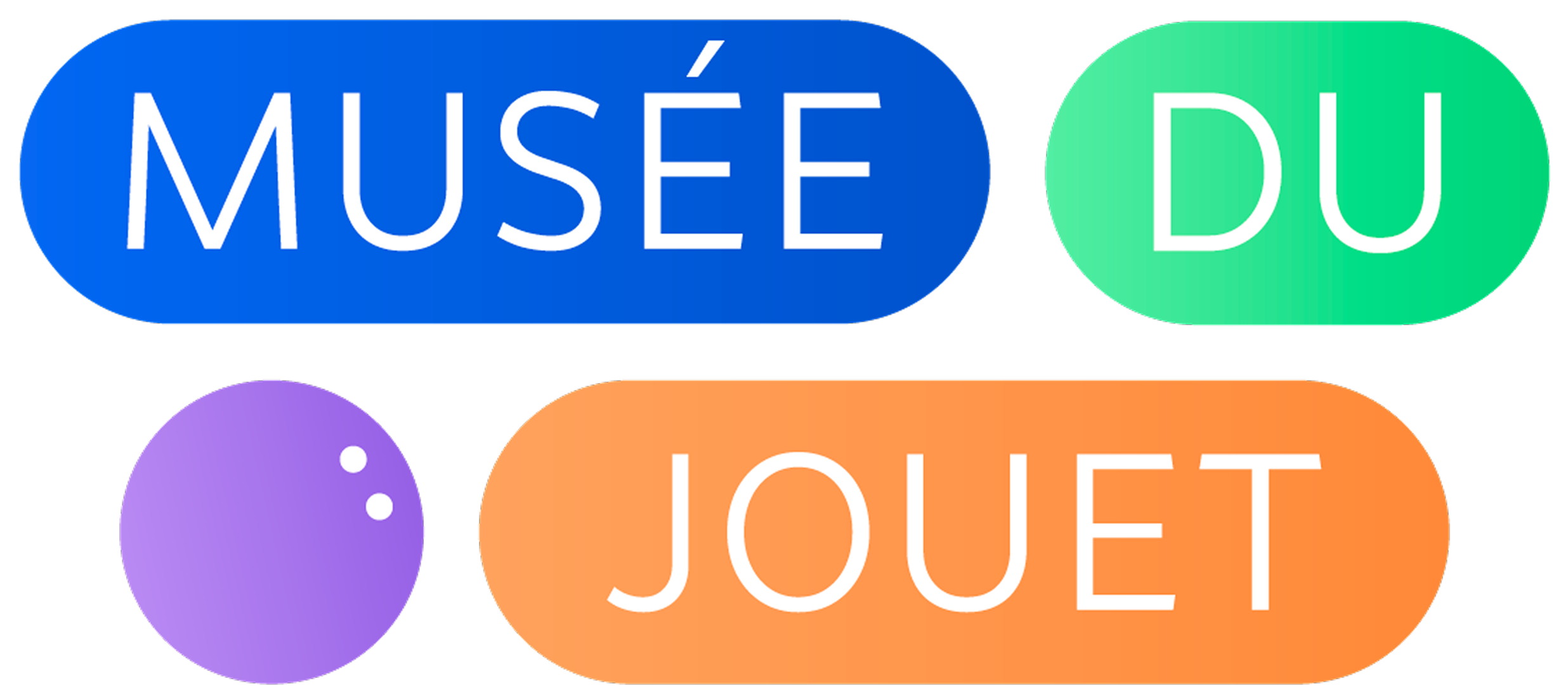 Piste logo : nom du musée sur des formes rondes et colorées évoquant le jeu