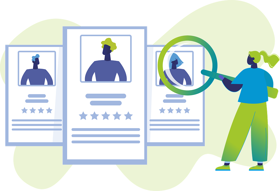 Illustration réalisée pour Numéric'Emploi Grand Est sur la thématique de l'aide au recrutement de profils