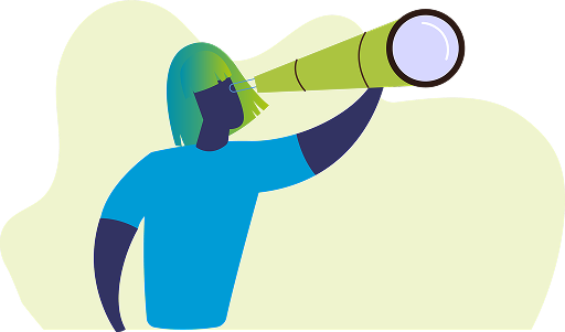 Illustration d'un recruteur avec une longue-vue