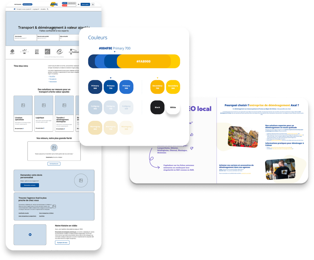 ux design, charte graphique et réflexion SEO pour la refonte du site web d"Axal