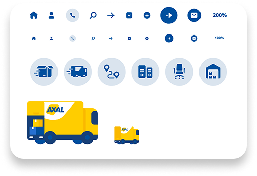 gamme de pictogrammes créées pour la refonte graphique du site web 