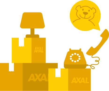 Illustration de cartons Axal avec un téléphone